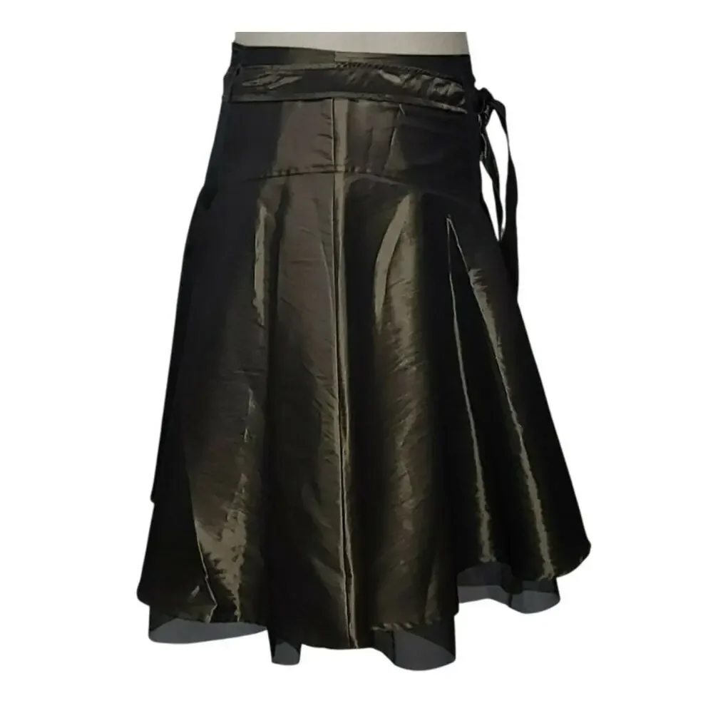 Bisou Bisou Y2K Metallic Bronze Mesh Tiered A-Line Skirt Women’s Plus Size 18